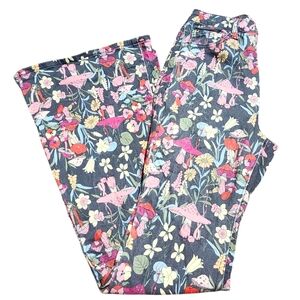 Machine Black Multicolored Flower and Mushroom Bell Bottoms Sz. 7